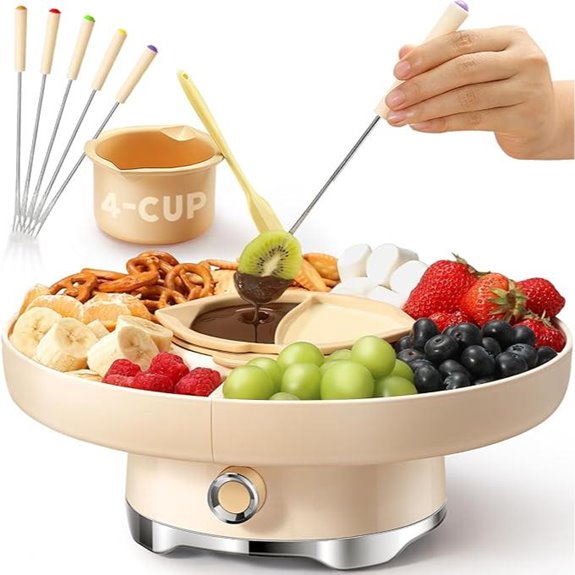 Chocolate Fondue Pot Set with Trays and Utensils