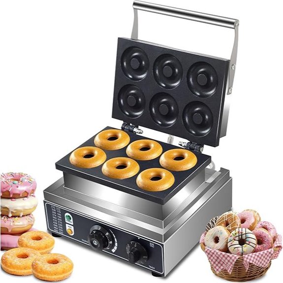 Commercial 6-Hole Donut Maker with Double Heating