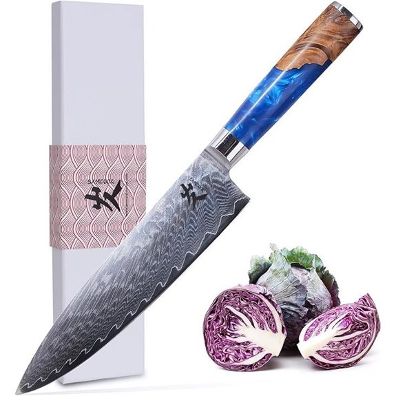 SAMCOOK Damascus Chef Knife 8-Inch Gyuto with Handle