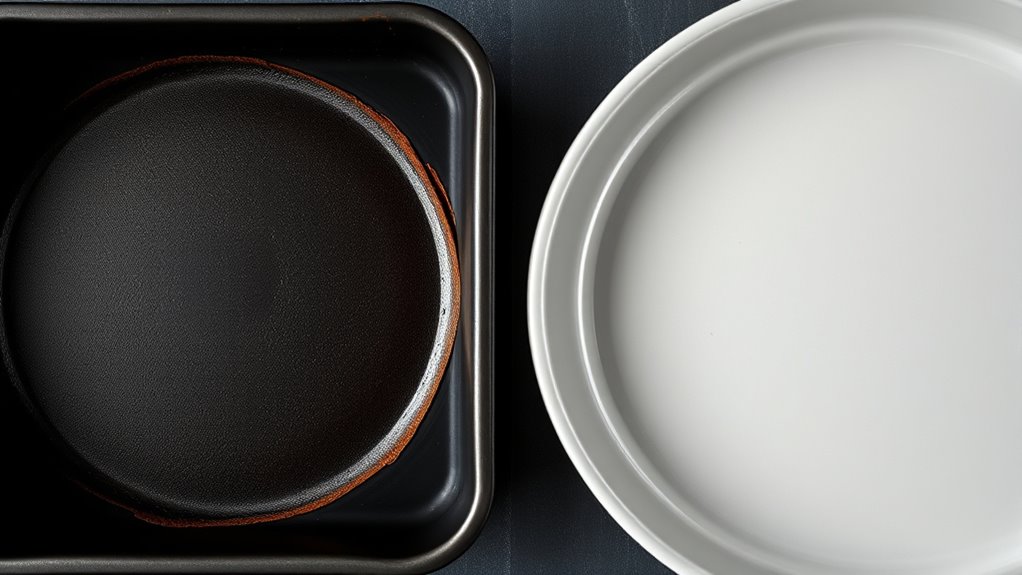 dark pans absorb heat