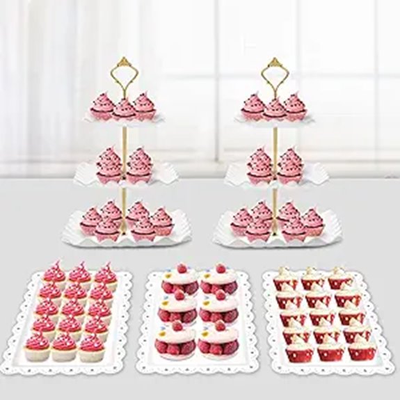 PinCute Dessert Display Set with Cupcake Stand & Trays
