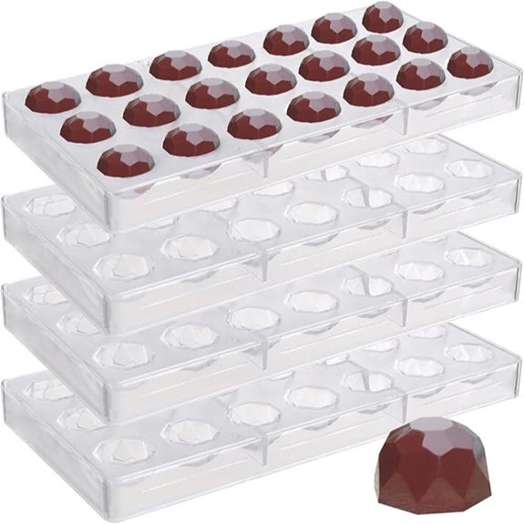 Yopay 84-Grid Diamond-Shaped Chocolate Molds (4 Pack)