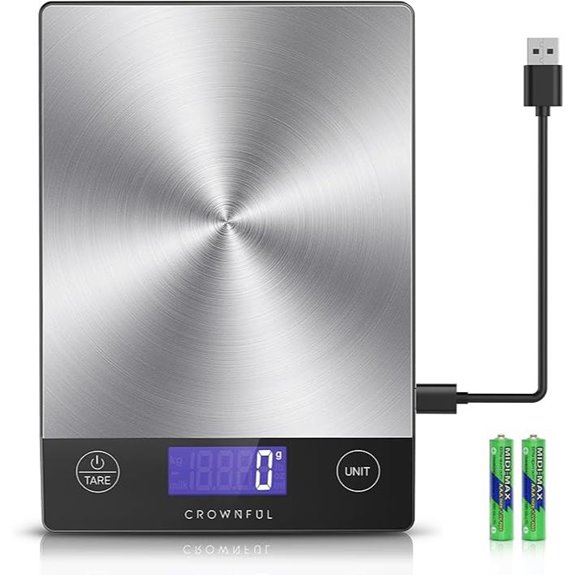 CROWNFUL Digital Kitchen Scale with Rechargeable Battery
