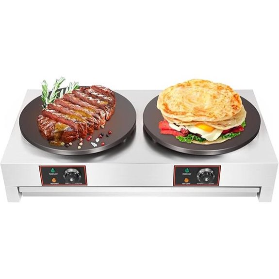 Electric Crepe Maker with Double Heads and Non-Stick Plates