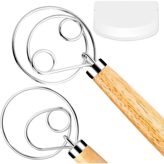 Danish Dough Whisk 2-Pack with Dough Scraper