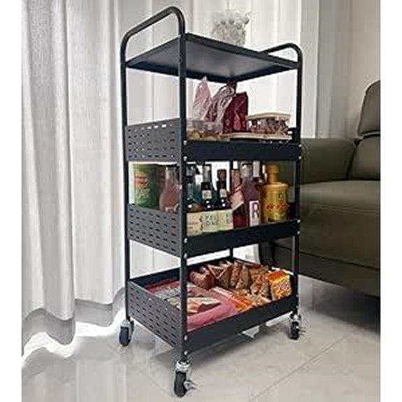 Stable 4-Tier Metal Rolling Storage Cart