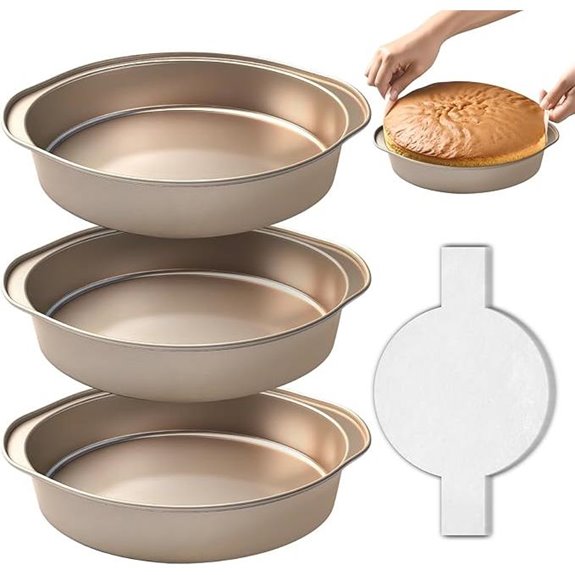 8-Inch Nonstick Cake Pan Set with Parchment Papers