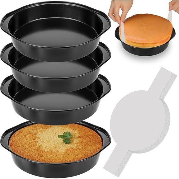 8-Inch Nonstick Cake Pans with Parchment Paper (4 Pack)