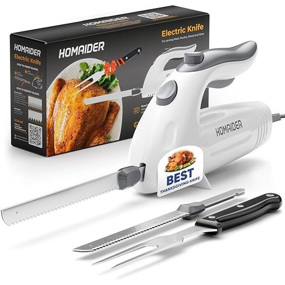 Electric Carving Knife with Blades and Fork