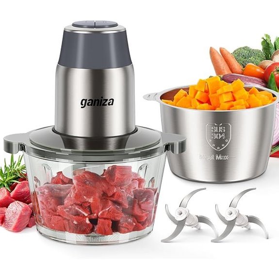 GANIZA Electric Food Chopper & Meat Grinder (2 Bowls)