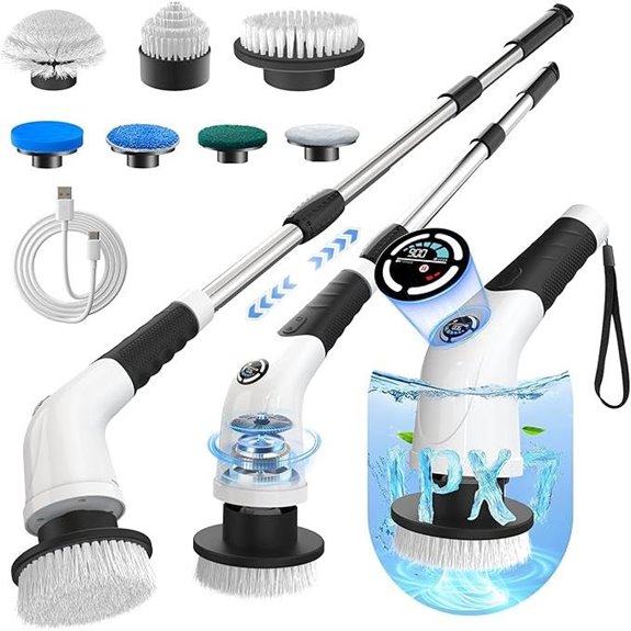 Electric Spin Scrubber with LCD Display and Replaceable Heads