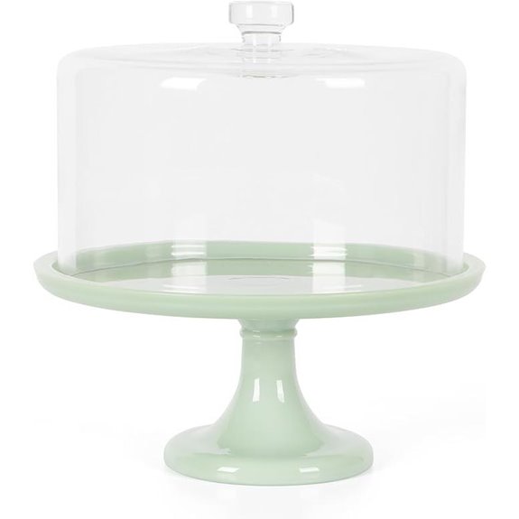 Highbrook Jadeite Cake Stand with Glass Dome