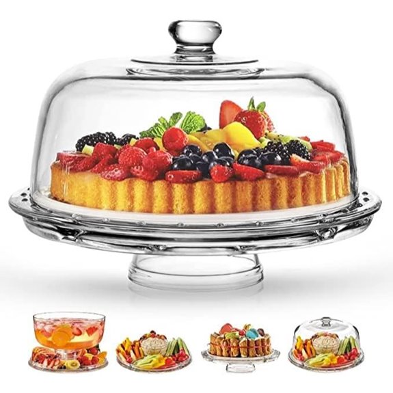 Royalty Art 6-in-1 Glass Cake Stand with Dome