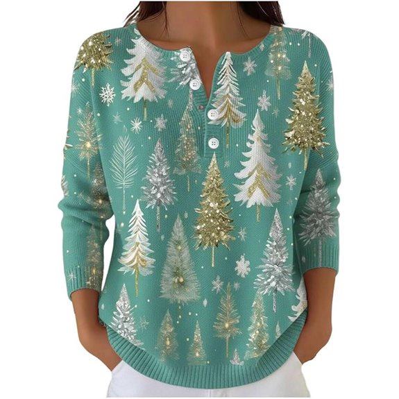 Christmas Women's Long Sleeve Henley Shirt