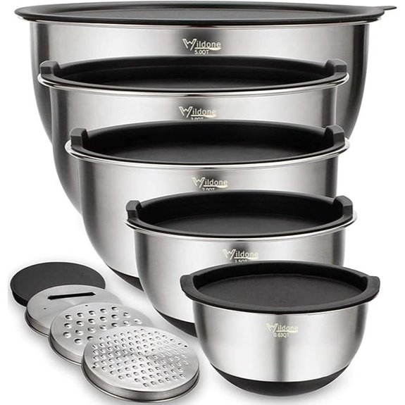 Wildone Stainless Steel Mixing Bowls with Lids (5 Pack)