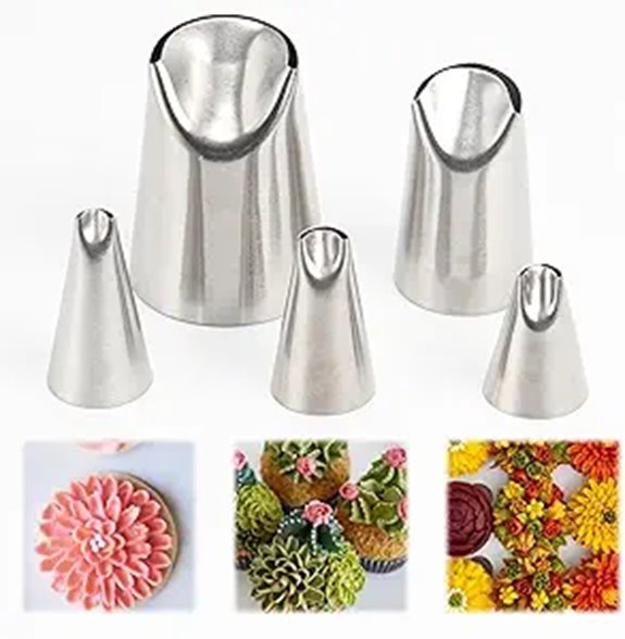 Flower Piping Tip Set 5-Piece Stainless Steel Nozzles