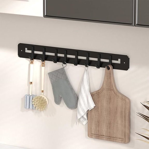 Adjustable Wall Mount Utensil Rack with Hooks
