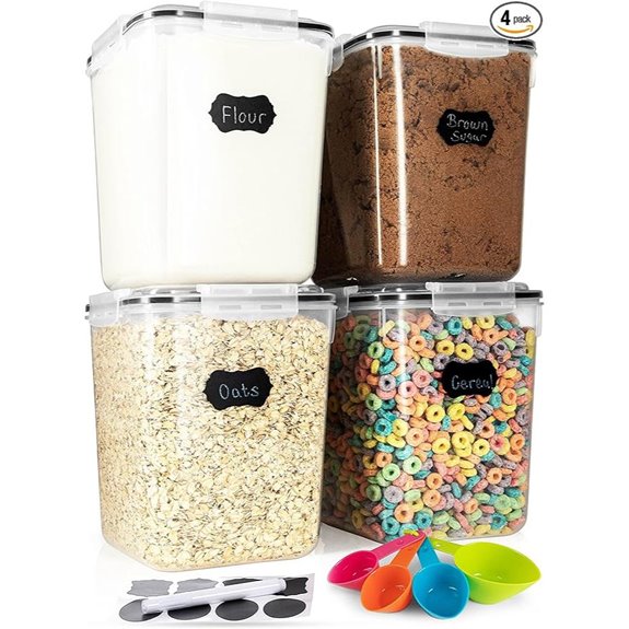 Rice & Food Storage Containers (4-Pack Airtight 5.3L)