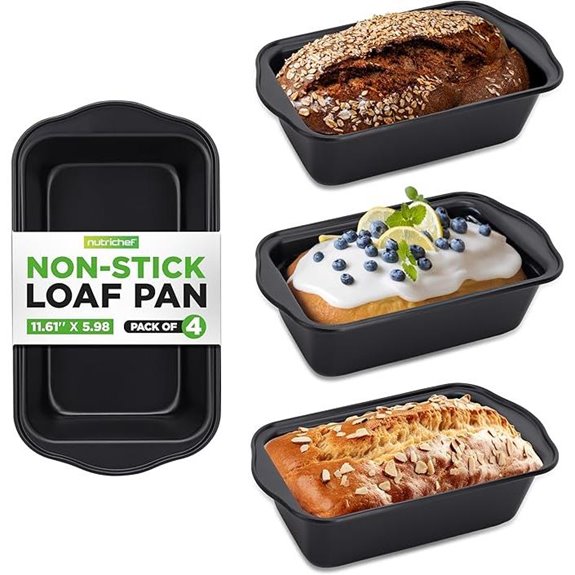 NutriChef Non-Stick Loaf Pan Set (4-Pack)