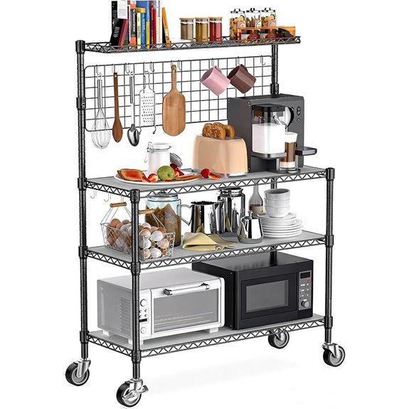 Leteuke 4-Tier Metal Kitchen Storage Cart with Wheels