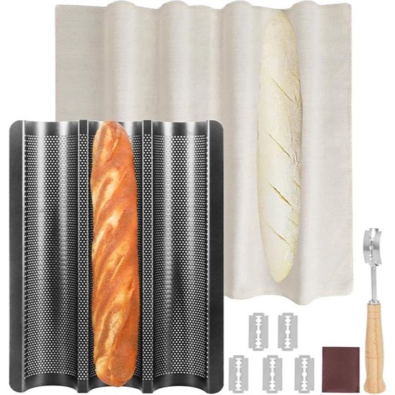 French Baguette Bread Pan with Couche 3 Loaves