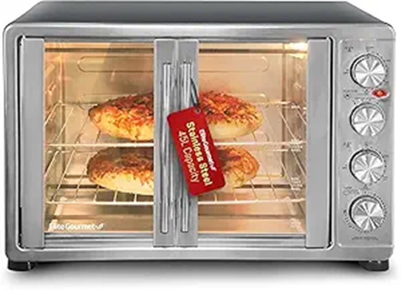 Elite Gourmet French Door Convection Oven with Pizza Racks