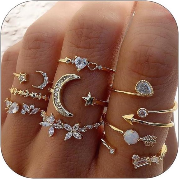 Gold Stackable Rings for Women and Girls