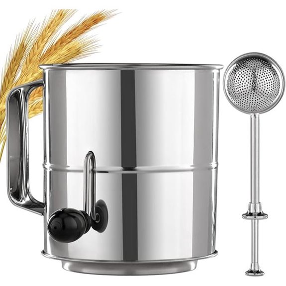 PIQUEBAR Flour Sifter with Hand Crank and Wire Loop