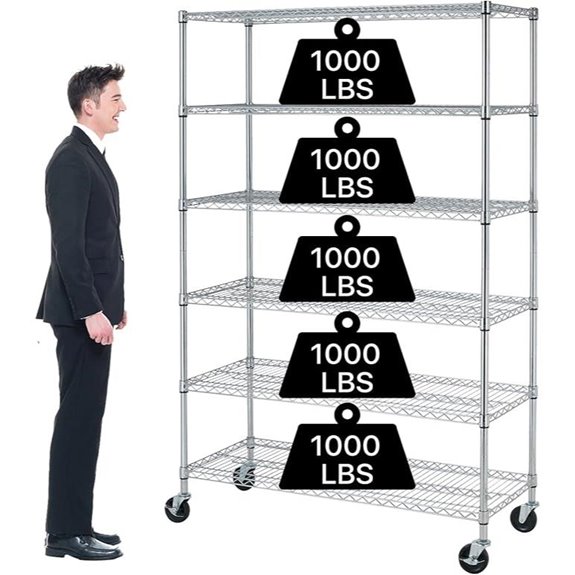 Dkeli Heavy Duty Commercial 6-Tier Wire Shelving Unit