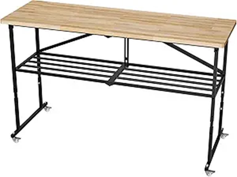 Heavy-Duty Folding Workbench with Locking Casters