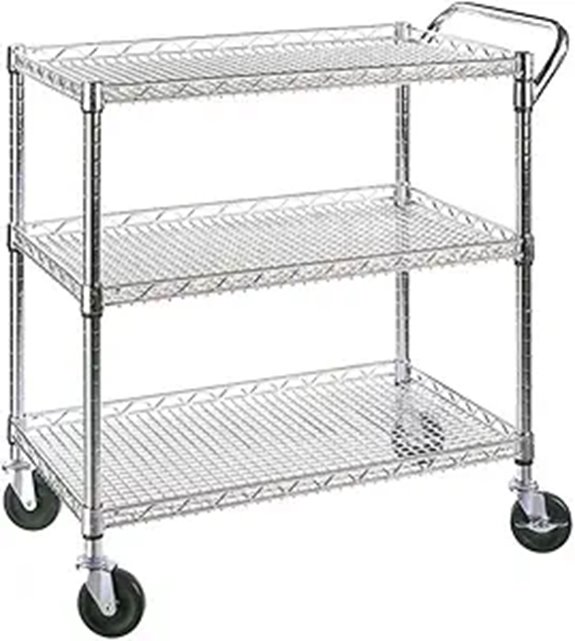Heavy Duty 3-Tier Rolling Kitchen Cart with Wire Shelves