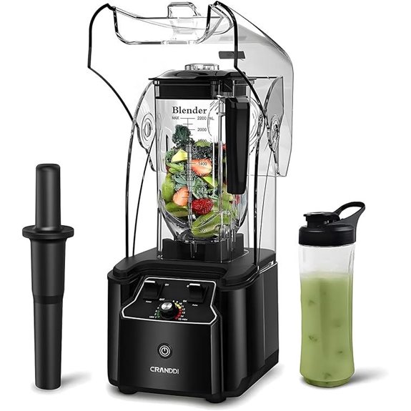 CRANDDI 2200W Commercial Blender with Self-Cleaning
