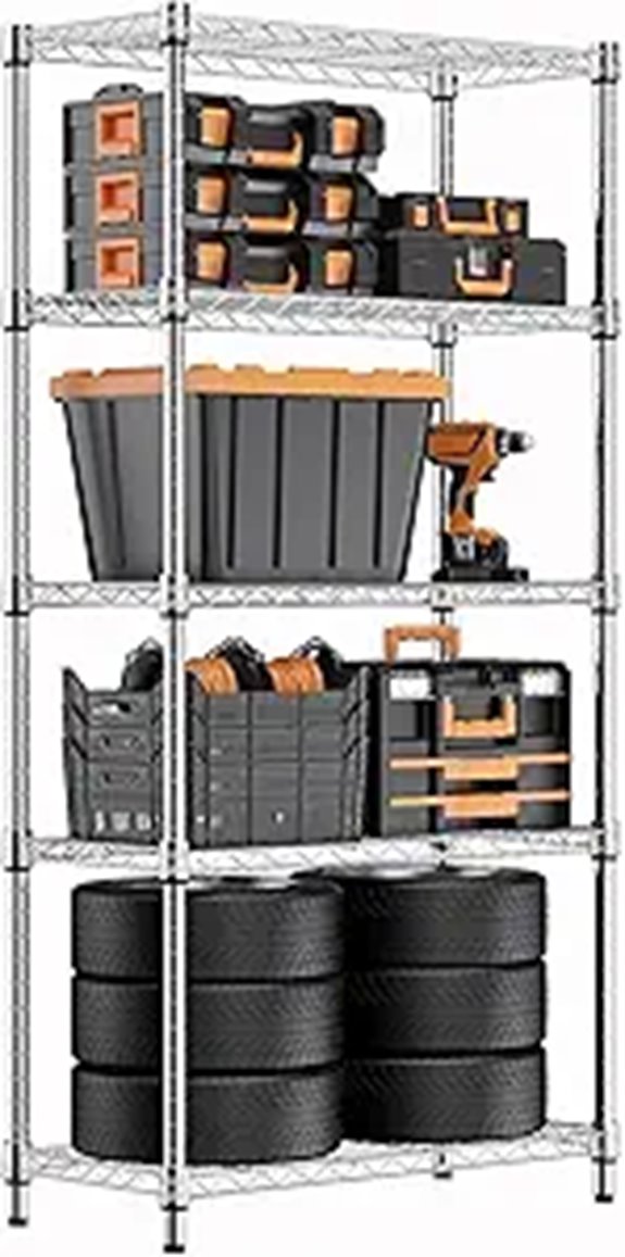 Heavy Duty Steel 5-Tier Utility Shelving Unit