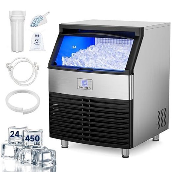 Commercial Ice Maker 450LBS/24H with 120L Storage