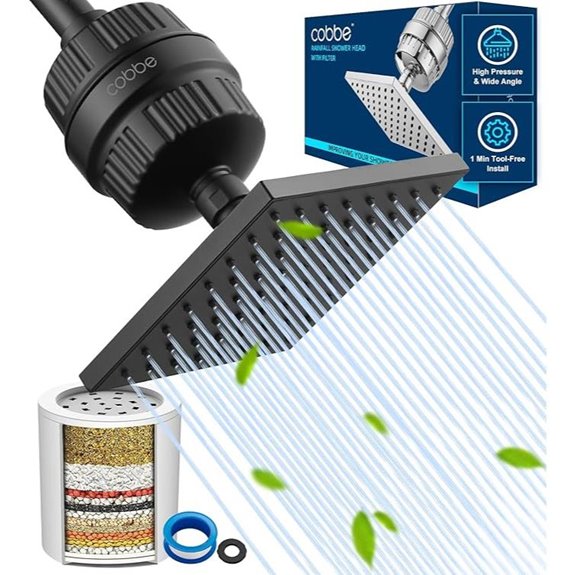 Cobbe High Pressure Filtered Rain Shower Head Combo