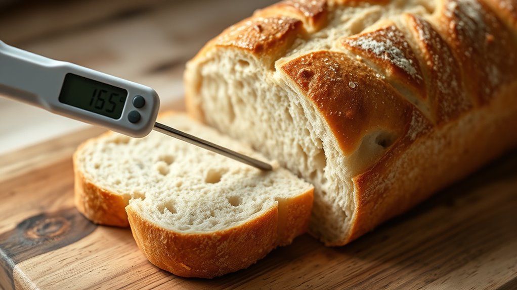 insert thermometer into center