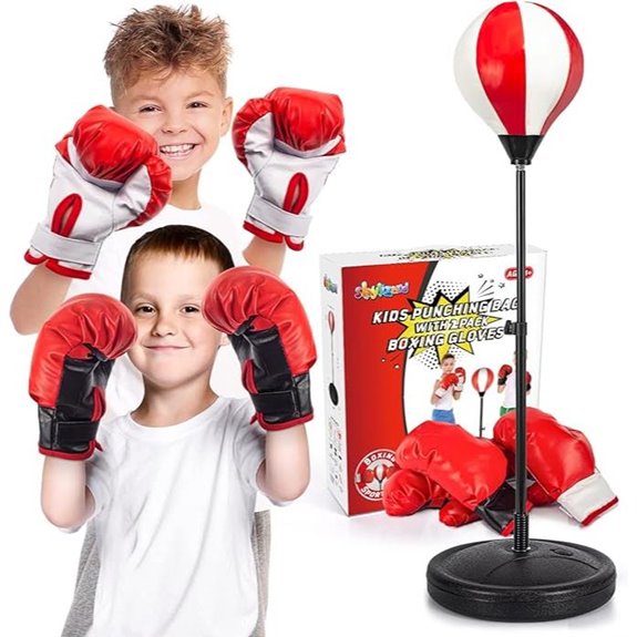 Kids Boxing Set with Adjustable Stand and Gloves