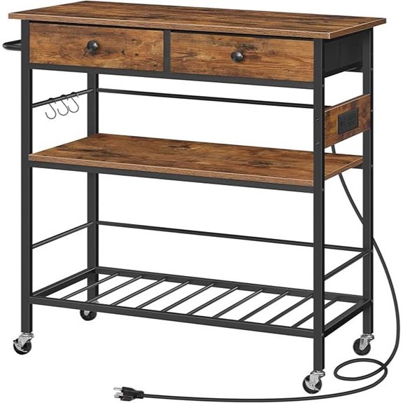 HOOBRO Kitchen Island with Storage and Outlets