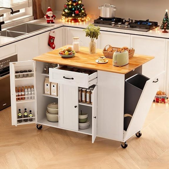 Gizoon Kitchen Island with Storage and Drop Leaf