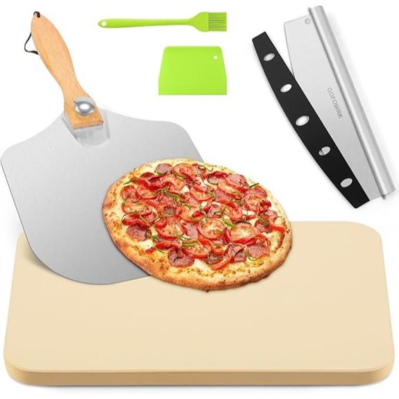 5-Piece Large Pizza Stone Set with Peels & Cutter