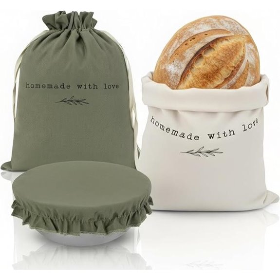 KIBAGA Linen Bread Bag & Proofing Cover Set
