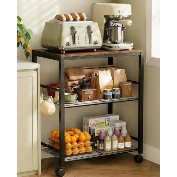 Kitchen Rolling Cart with Lockable Wheels