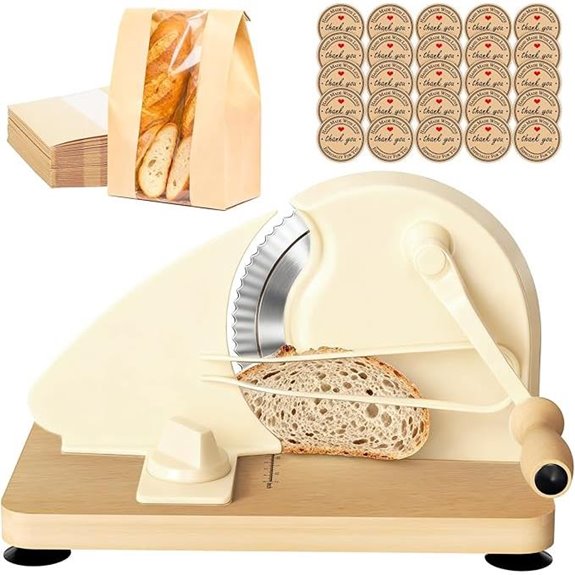Manual Bread Slicer with Bags & Adjustable Thickness