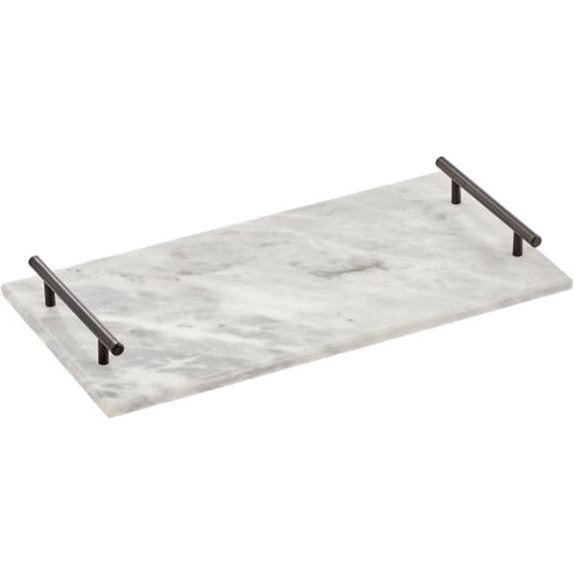 mDesign Marble Pastry Board with Handles for Baking