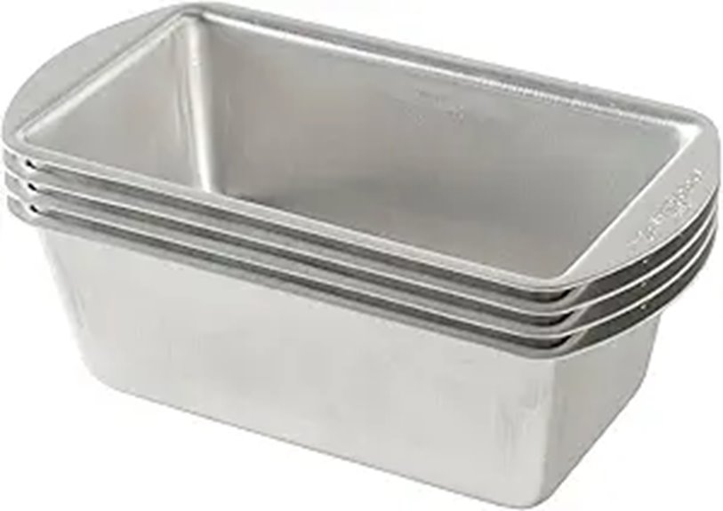 Nordic Ware Natural Aluminum Commercial Mini Loaf Pans Four 2-Cup Pans