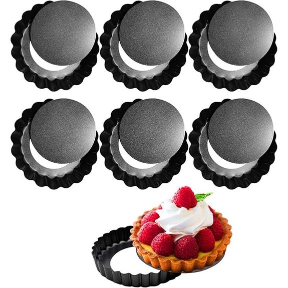 6 Pack Mini 4-Inch Tart Pans with Removable Bottom