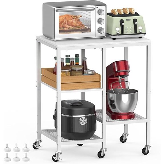 Kitchen Microwave Cart with Wheels and Storage
