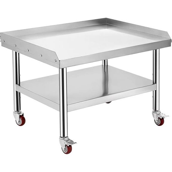 Stainless Steel Work Table with Wheels and Adjustable Shelf