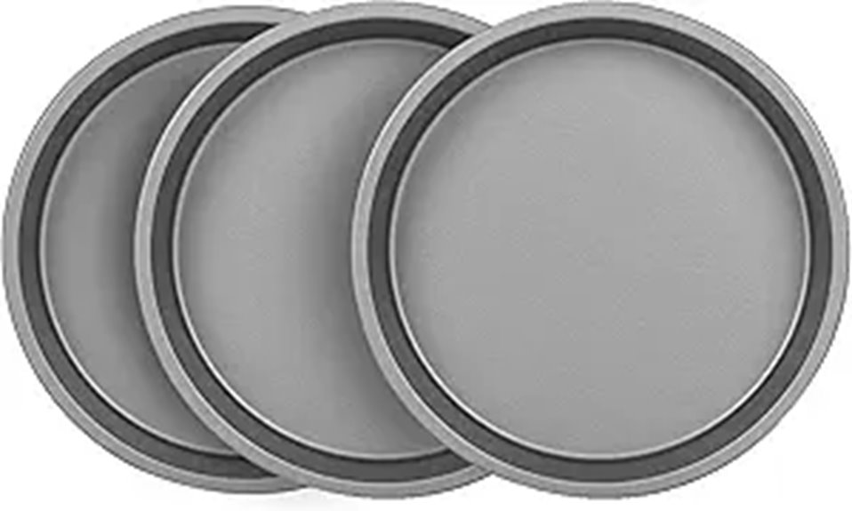 OvenStuff HG368-AZ Nonstick Bakeware 9 Round Cake Pan Set of 3 Grey