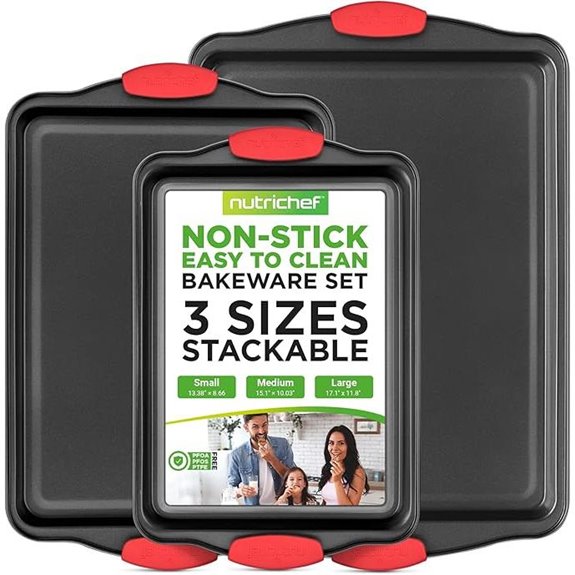 NutriChef 3-Piece Nonstick Baking Pans with Handles